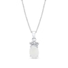 Thumbnail Image 1 of Oval Opal and 1/15 CT. T.W. Baguette Diamond Stacked Pendant in 14K White Gold