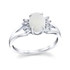 Thumbnail Image 0 of Oval Opal and 1/8 CT. T.W. Baguette Diamond Ring in 14K White Gold