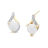 Thumbnail Image 1 of 8.0mm Trillion-Cut Opal and 1/8 CT. T.W. Diamond Drop Earrings in 14K Gold