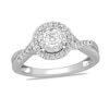 Thumbnail Image 1 of 1/2 CT. T.W. Diamond Double Frame Twist Shank Engagement Ring in 10K White Gold