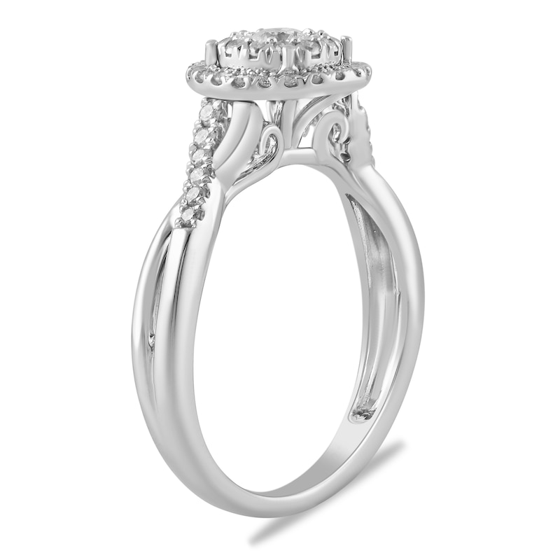 Main Image 2 of 1/2 CT. T.W. Diamond Double Frame Twist Shank Engagement Ring in 10K White Gold