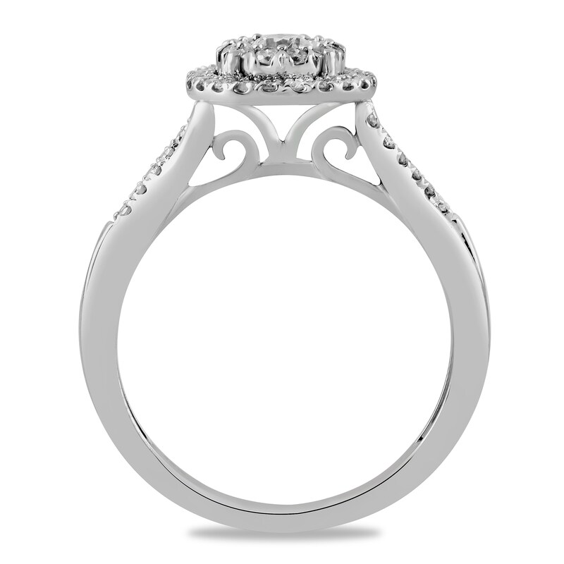 Main Image 3 of 1/2 CT. T.W. Diamond Double Frame Twist Shank Engagement Ring in 10K White Gold