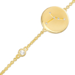 White Lab-Created Sapphire Cancer Constellation Disc Bracelet in Sterling Silver with 18K Gold Plate - 8&quot;