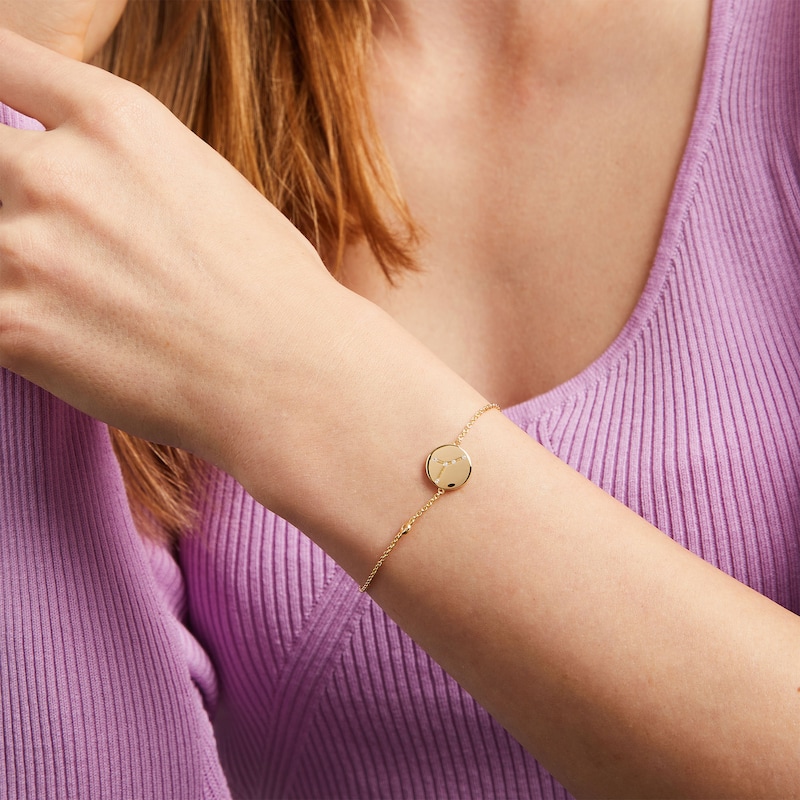 Main Image 2 of White Lab-Created Sapphire Cancer Constellation Disc Bracelet in Sterling Silver with 18K Gold Plate - 8&quot;