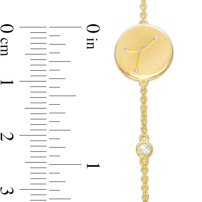 Main Image 4 of White Lab-Created Sapphire Cancer Constellation Disc Bracelet in Sterling Silver with 18K Gold Plate - 8&quot;