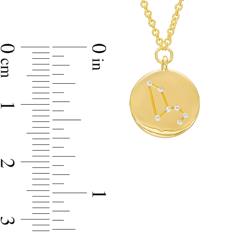 White Lab-Created Sapphire Leo Constellation Disc Necklace in Sterling Silver with 18K Gold Plate