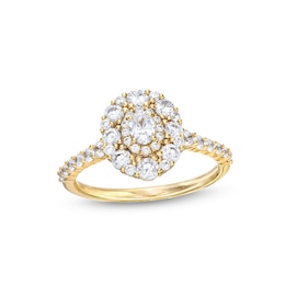 1 CT. T.W. Oval Diamond Frame Engagement Ring in 14K Gold (I/SI2)