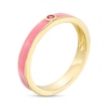 Thumbnail Image 3 of Lab-Created Ruby Pink Enamel Ring in Sterling Silver with 18K Gold Plate - Size 7