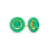 Thumbnail Image 1 of 5.0mm Lab-Created Emerald Frame Green Enamel Stud Earrings in Sterling Silver with 18K Gold Plate