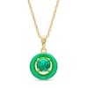 Thumbnail Image 1 of 6.0mm Lab-Created Emerald Frame Green Enamel Pendant in Sterling Silver with 18K Gold Plate