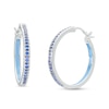 Thumbnail Image 1 of Blue Lab-Created Sapphire Enamel Hoop Earrings in Sterling Silver