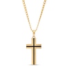 Thumbnail Image 1 of Men's Black Enamel Cross Pendant in 10K Gold – 22&quot;