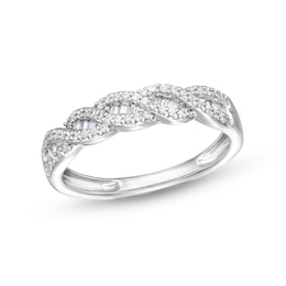 1/4 CT. T.W. Diamond Edge Cascading Waves Band in 10K White Gold