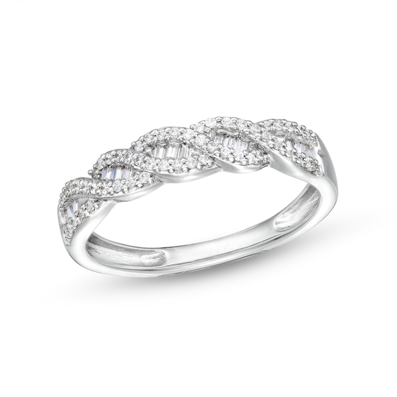 Main Image 1 of 1/4 CT. T.W. Diamond Edge Cascading Waves Band in 10K White Gold