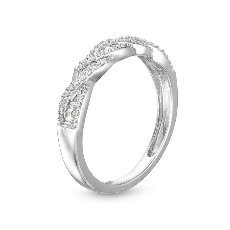 Main Image 3 of 1/4 CT. T.W. Diamond Edge Cascading Waves Band in 10K White Gold