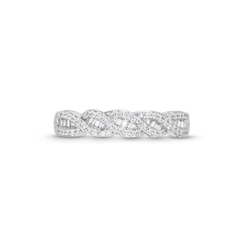 Main Image 4 of 1/4 CT. T.W. Diamond Edge Cascading Waves Band in 10K White Gold