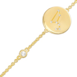 White Lab-Created Sapphire Leo Constellation Disc Bracelet in Sterling Silver with 18K Gold Plate - 8&quot;