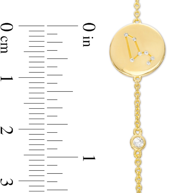 Main Image 4 of White Lab-Created Sapphire Leo Constellation Disc Bracelet in Sterling Silver with 18K Gold Plate - 8&quot;