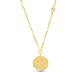 White Lab-Created Sapphire Virgo Constellation Disc Necklace in Sterling Silver with 18K Gold Plate