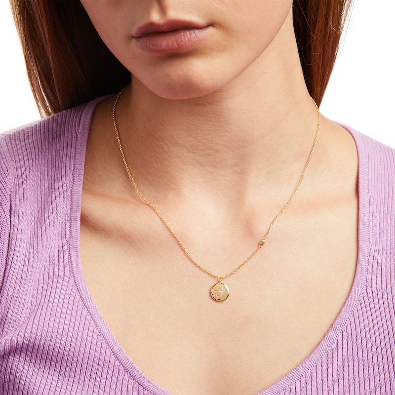 Main Image 2 of White Lab-Created Sapphire Virgo Constellation Disc Necklace in Sterling Silver with 18K Gold Plate