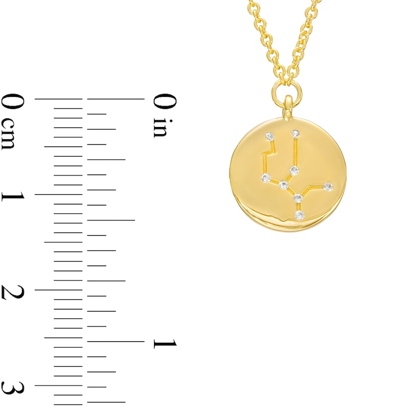 Main Image 4 of White Lab-Created Sapphire Virgo Constellation Disc Necklace in Sterling Silver with 18K Gold Plate