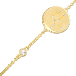 White Lab-Created Sapphire Virgo Constellation Disc Bracelet in Sterling Silver with 18K Gold Plate - 8&quot;