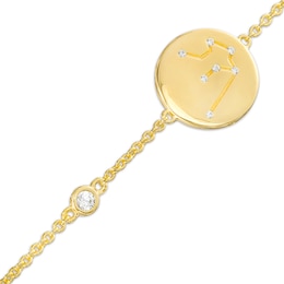 White Lab-Created Sapphire Aquarius Constellation Disc Bracelet in Sterling Silver with 18K Gold Plate - 8&quot;