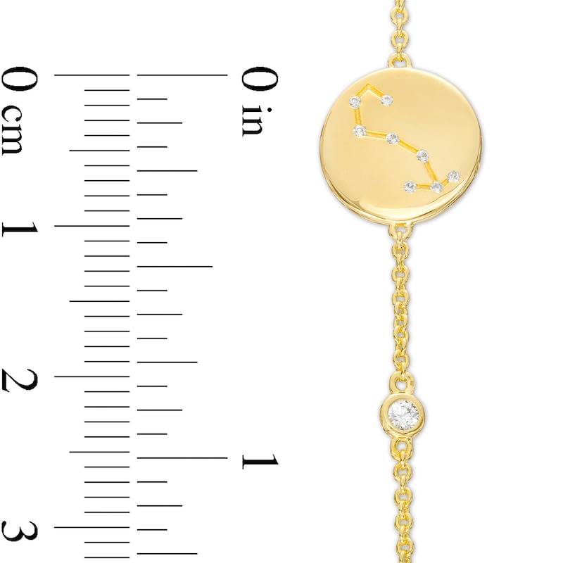 Main Image 4 of White Lab-Created Sapphire Scorpio Constellation Disc Bracelet in Sterling Silver with 18K Gold Plate - 8&quot;