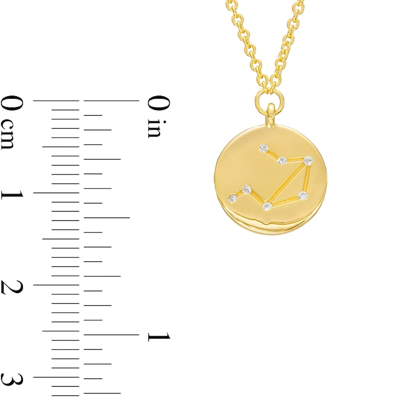 Main Image 4 of White Lab-Created Sapphire Libra Constellation Disc Necklace in Sterling Silver with 18K Gold Plate