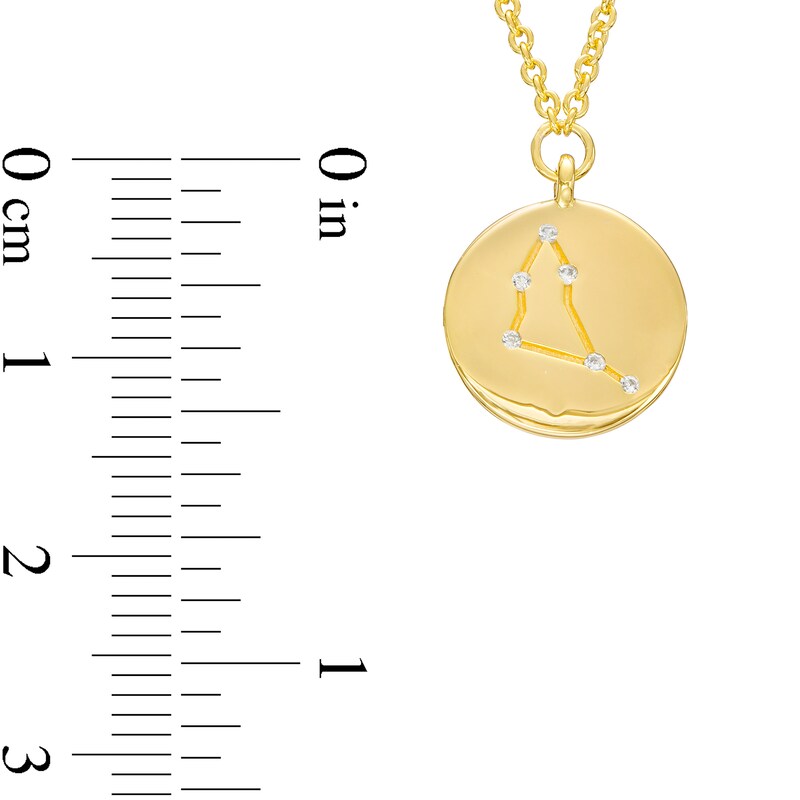 Main Image 4 of White Lab-Created Sapphire Capricorn Constellation Disc Necklace in Sterling Silver with 18K Gold Plate