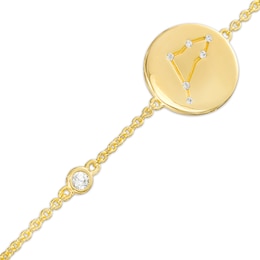 White Lab-Created Sapphire Capricorn Constellation Disc Bracelet in Sterling Silver with 18K Gold Plate - 8&quot;