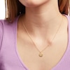 Thumbnail Image 2 of White Lab-Created Sapphire Aries Constellation Disc Necklace in Sterling Silver with 18K Gold Plate