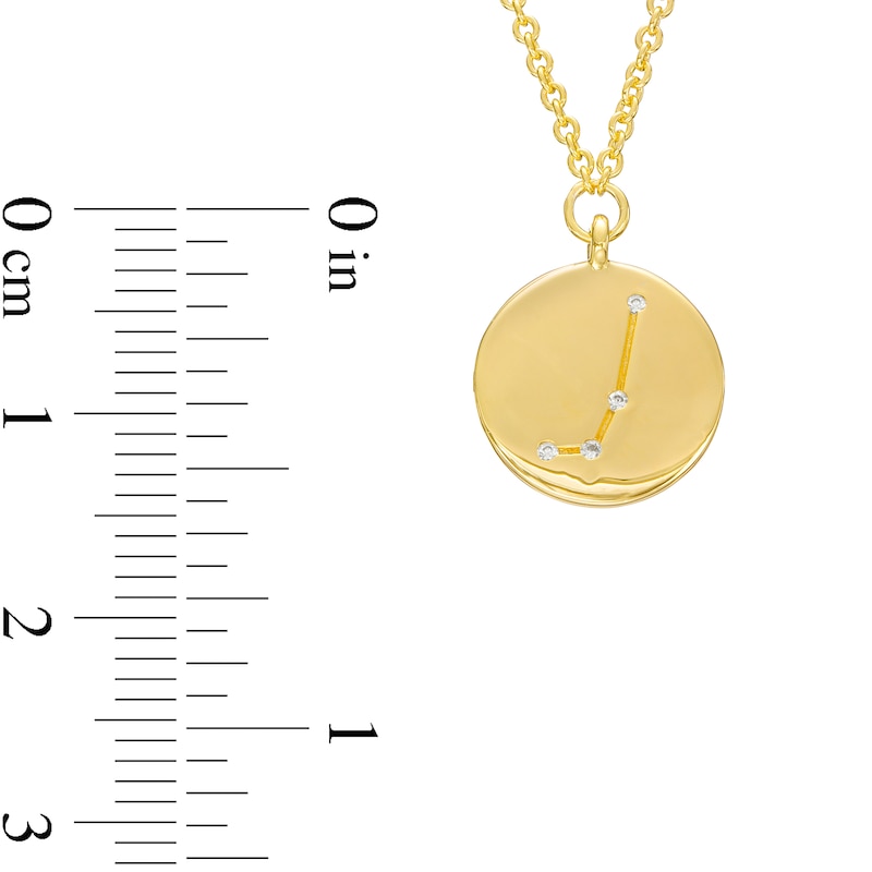 Main Image 4 of White Lab-Created Sapphire Aries Constellation Disc Necklace in Sterling Silver with 18K Gold Plate