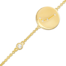 White Lab-Created Sapphire Aries Constellation Disc Bracelet in Sterling Silver with 18K Gold Plate - 8&quot;