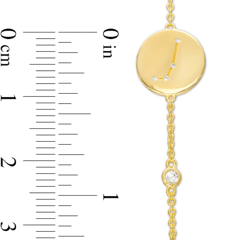 Main Image 4 of White Lab-Created Sapphire Aries Constellation Disc Bracelet in Sterling Silver with 18K Gold Plate - 8&quot;