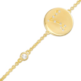 White Lab-Created Sapphire Pisces Constellation Disc Bracelet in Sterling Silver with 18K Gold Plate - 8&quot;