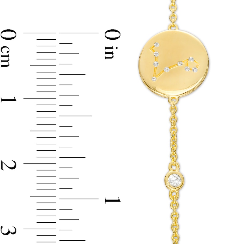 Main Image 4 of White Lab-Created Sapphire Pisces Constellation Disc Bracelet in Sterling Silver with 18K Gold Plate - 8&quot;