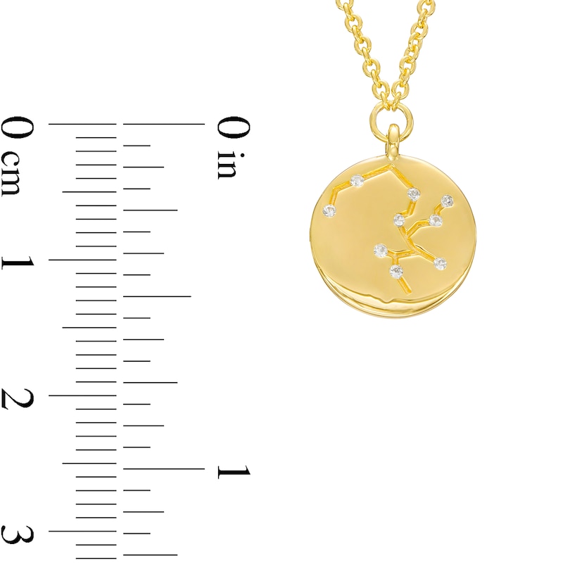 Main Image 4 of White Lab-Created Sapphire Sagittarius Constellation Disc Necklace in Sterling Silver with 18K Gold Plate