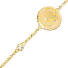 White Lab-Created Sapphire Sagittarius Constellation Disc Bracelet in Sterling Silver with 18K Gold Plate - 8&quot;