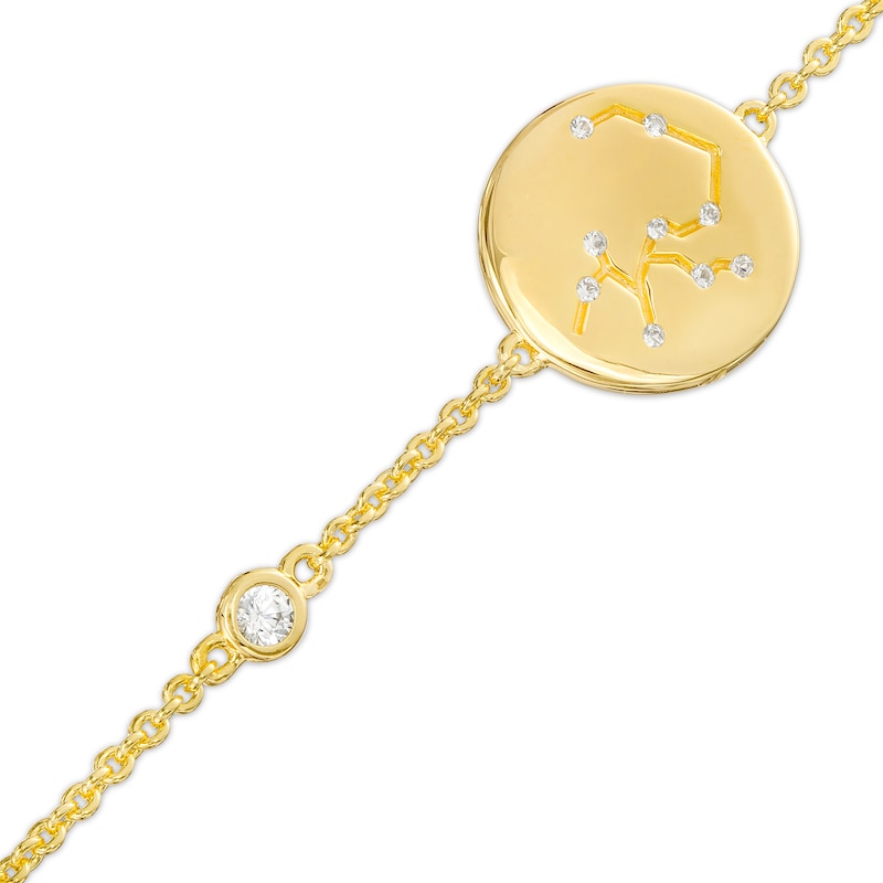White Lab-Created Sapphire Sagittarius Constellation Disc Bracelet in Sterling Silver with 18K Gold Plate - 8"