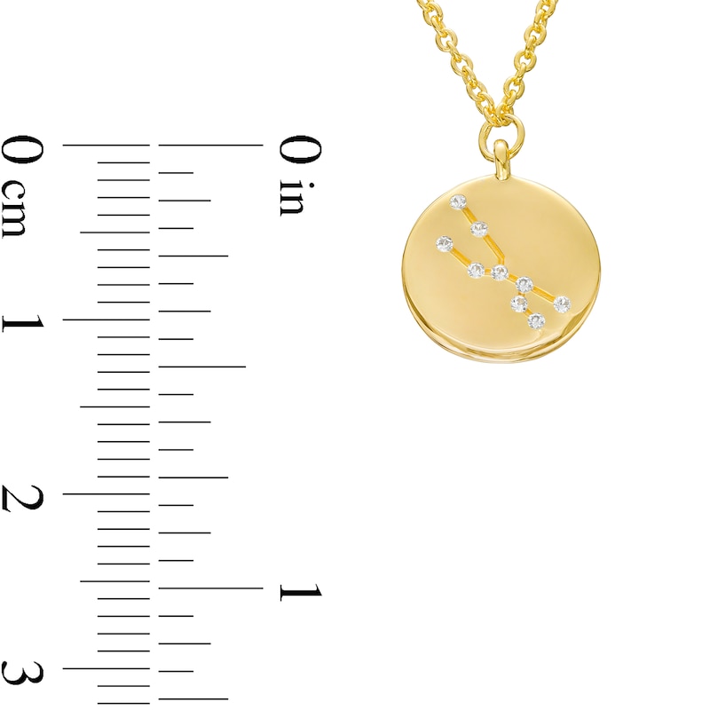 Main Image 4 of White Lab-Created Sapphire Taurus Constellation Disc Necklace in Sterling Silver with 18K Gold Plate