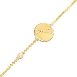 White Lab-Created Sapphire Taurus Constellation Disc Bracelet in Sterling Silver with 18K Gold Plate - 8&quot;