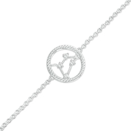 White Lab-Created Sapphire Leo Constellation Anklet in Sterling Silver - 10&quot;