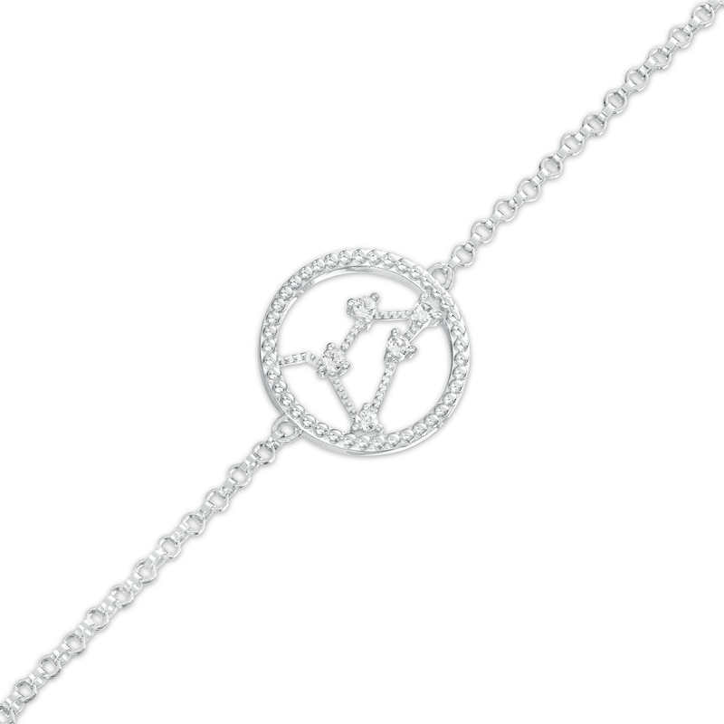 Main Image 1 of White Lab-Created Sapphire Leo Constellation Anklet in Sterling Silver - 10&quot;