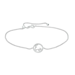 White Lab-Created Sapphire Pisces Constellation Anklet in Sterling Silver - 10&quot;