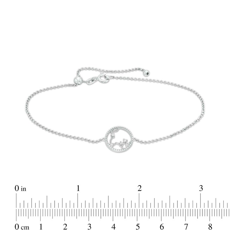 Main Image 3 of White Lab-Created Sapphire Pisces Constellation Anklet in Sterling Silver - 10&quot;