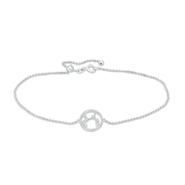 White Lab-Created Sapphire Sagittarius Constellation Anklet in Sterling Silver - 10&quot;