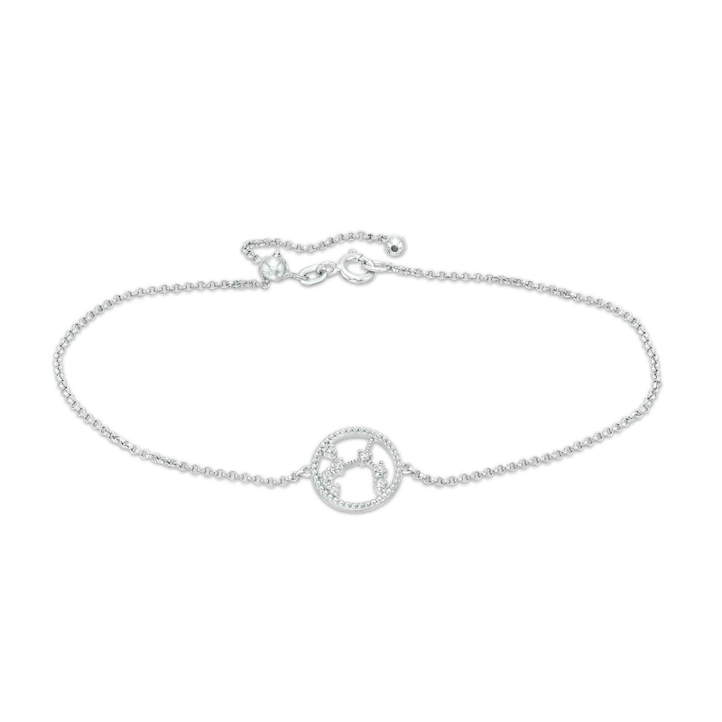 Main Image 1 of White Lab-Created Sapphire Sagittarius Constellation Anklet in Sterling Silver - 10&quot;