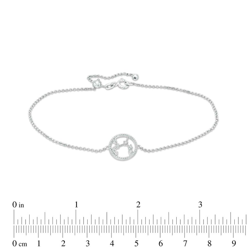 Main Image 3 of White Lab-Created Sapphire Sagittarius Constellation Anklet in Sterling Silver - 10&quot;