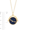 Thumbnail Image 4 of White Lab-Created Sapphire Aries Blue Enamel Flip Disc Pendant in Sterling Silver with 18K Gold Plate